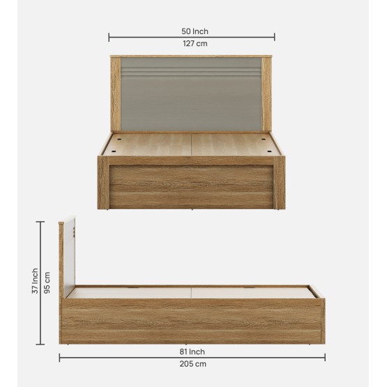 Nester Single Bed With Box Storage - Sebastian Oak