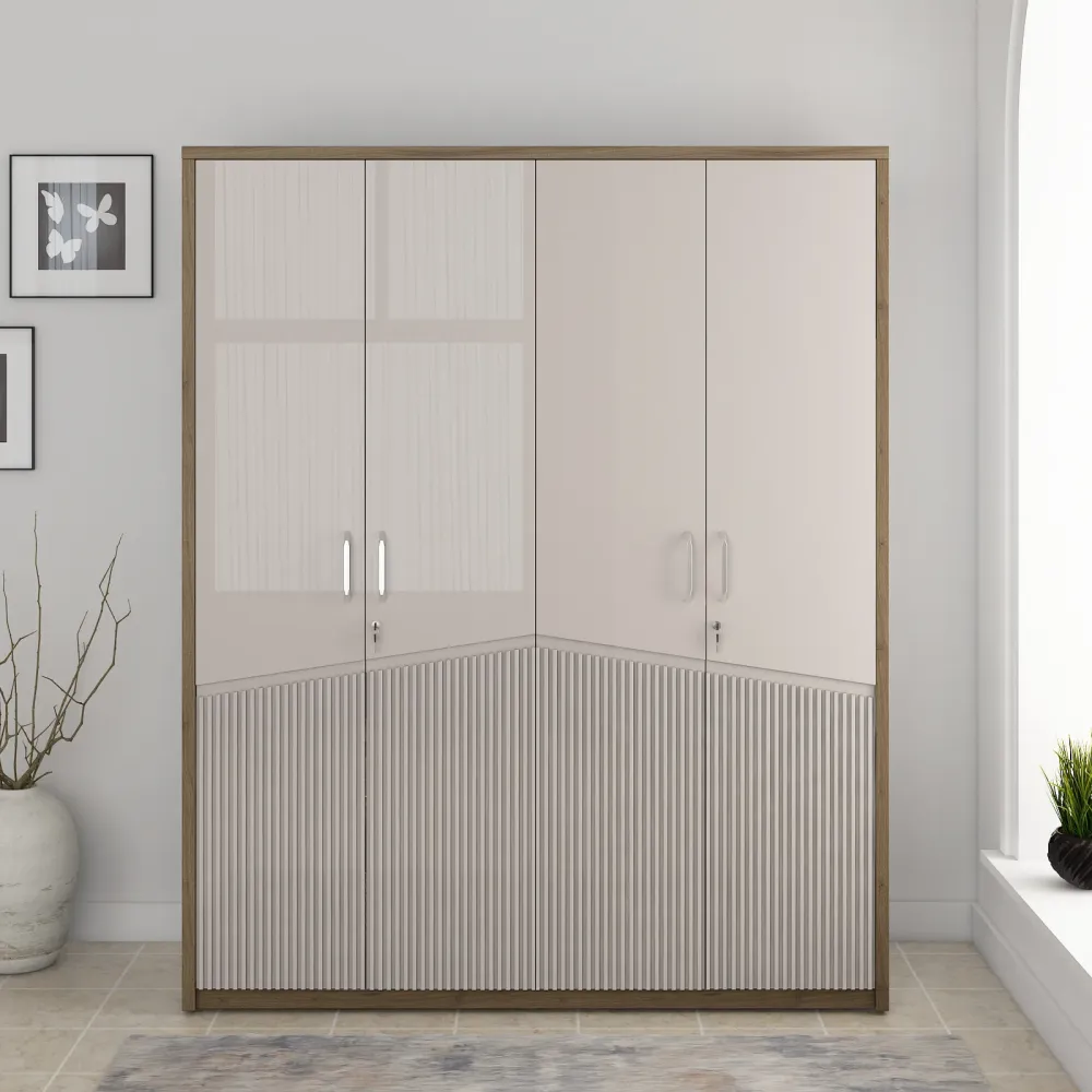 Nora 4 Door Wardrobe Without Mirror - Lyon Walnut
