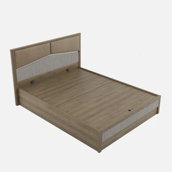 Nora King Bed  Full Lift On With Top Plank - Lyon Walnut