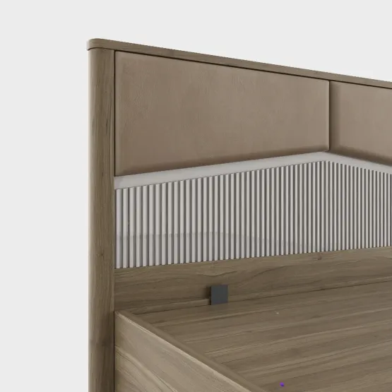 Nora King Bed  Full Lift On With Top Plank - Lyon Walnut