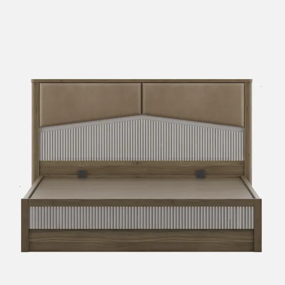 Nora King Bed  Full Lift On With Top Plank - Lyon Walnut
