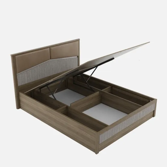 Nora King Bed  Full Lift On With Top Plank - Lyon Walnut