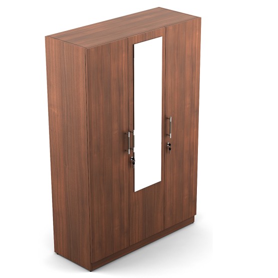 Optima 3 Door Wardrobe With Mirror - Walnut Rigato Woodpore