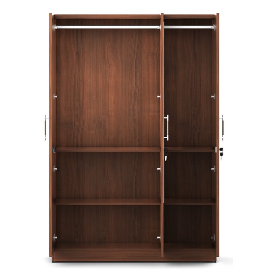 Optima 3 Door Wardrobe With Mirror - Walnut Rigato Woodpore