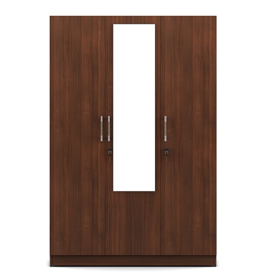 Optima 3 Door Wardrobe With Mirror - Walnut Rigato Woodpore