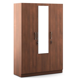 Optima 3 Door Wardrobe With Mirror - Walnut Rigato Woodpore