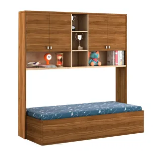 Oscar Single Bed With Wall Storage - Natural Teak
