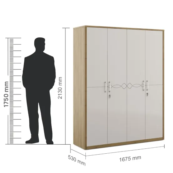 Pearl 4 Door Wardrobe- Ceramic High Gloss