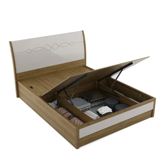 Pearl King Bed With 3/4th Lifton Storage - Ceramic High Gloss