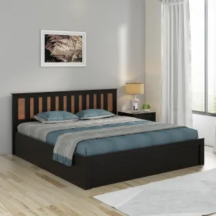 Phoenix Queen Bed With Box Storage - Natural Wenge Woodpore