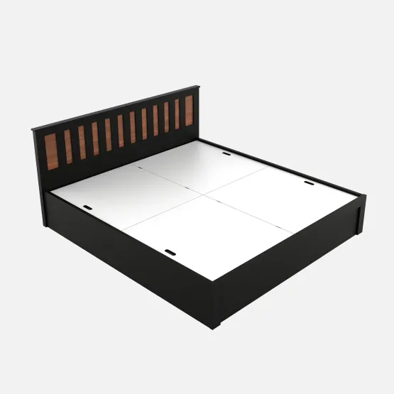 Phoenix Queen Bed With Box Storage - Natural Wenge Woodpore