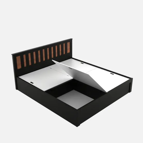 Phoenix Queen Bed With Box Storage - Natural Wenge Woodpore