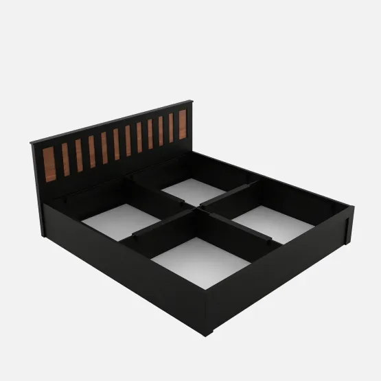 Phoenix Queen Bed With Box Storage - Natural Wenge Woodpore