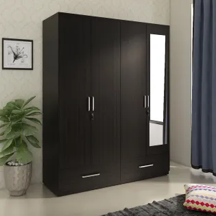Linden 4 Door Wardrobe With Mirror - Natural Wenge