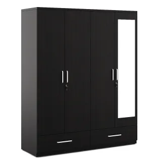 Linden 4 Door Wardrobe With Mirror - Natural Wenge