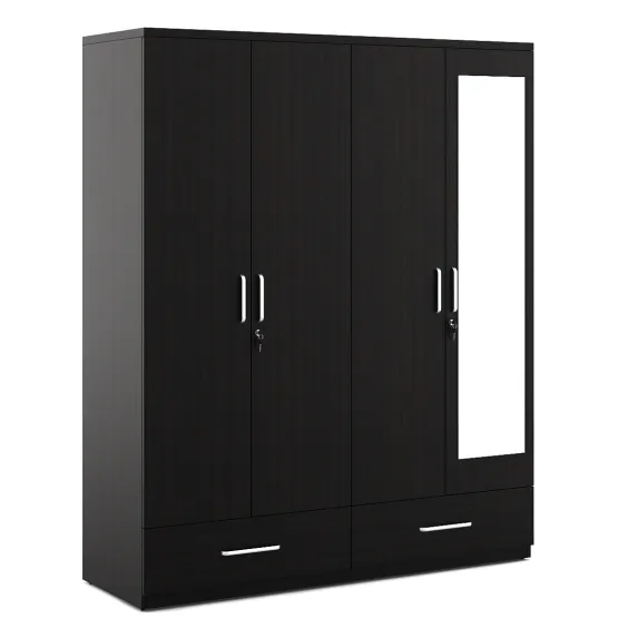 Linden 4 Door Wardrobe With Mirror - Natural Wenge