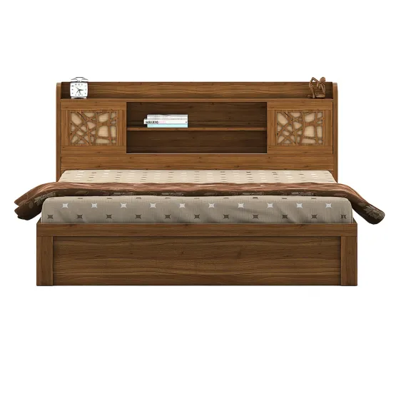 Rayan Queen Bed With 3/4th Lift Storage - Natural Teak
