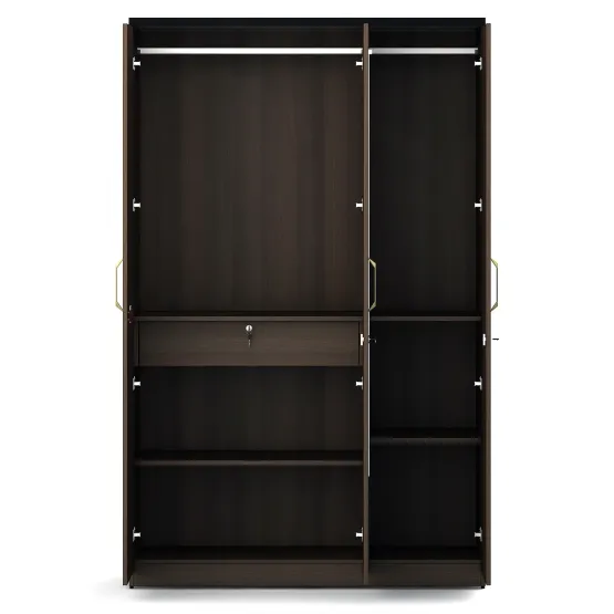 Roma 3 Door Wardrobe With Mirror  New- Mol-acacia Dark - Woodpore