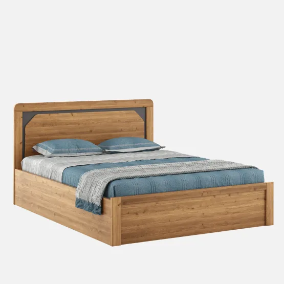 Roma King Bed With Box Storage- Classic Oak