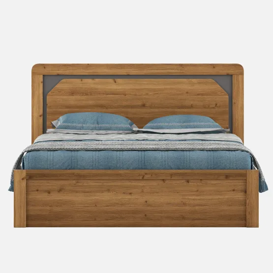Roma King Bed With Box Storage- Classic Oak