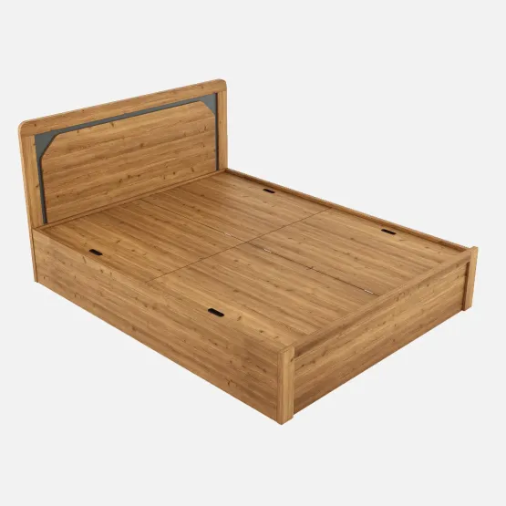 Roma King Bed With Box Storage- Classic Oak