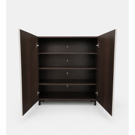 Stride Shoe Rack - Hg White & Dark Brown Eucalyptus