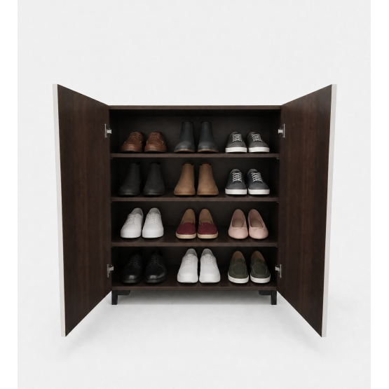 Stride Shoe Rack - Hg White & Dark Brown Eucalyptus