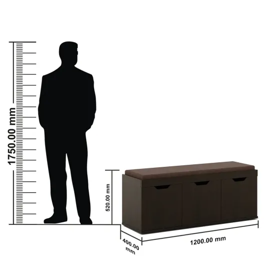 Shoe Rack Star 3 Door With Cushion - Vermount