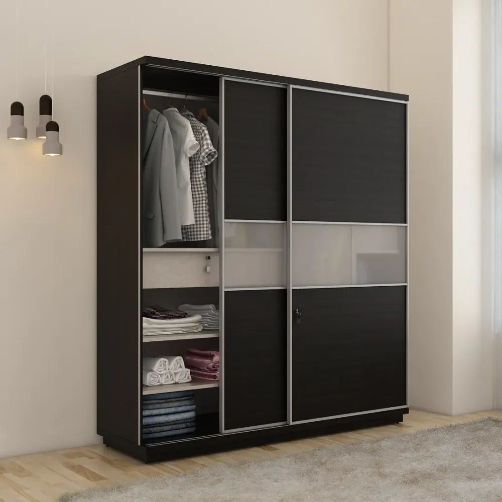Universal 2 Door Sliding Wardrobe - Natural Wenge Woodpore