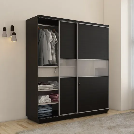 Universal 2 Door Sliding Wardrobe - Natural Wenge Woodpore