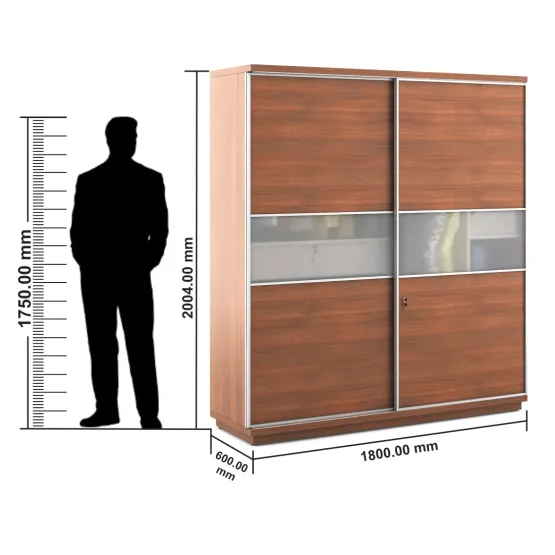 Universal 2 Door Sliding Wardrobe - Walnut Rigato