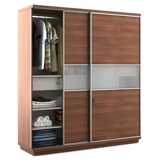 Universal 2 Door Sliding Wardrobe - Walnut Rigato