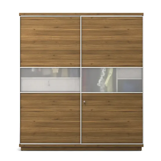 Universal 2 Door Sliding Wardrobe - Natural Teak