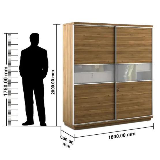 Universal 2 Door Sliding Wardrobe - Natural Teak