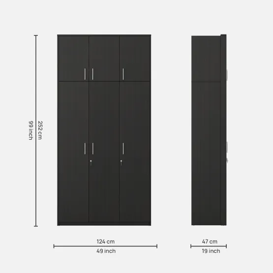 Value V2 3 Door Wardrobe With Loft - Natural Wenge With Loft