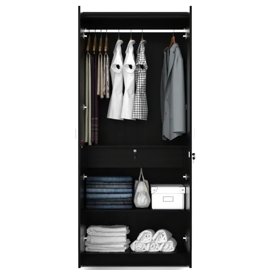 Value V2 2-door Wardrobe With Mirror - Natural Wenge - Woodpore