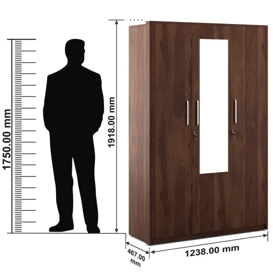 Value 3 Door Wardrobe With Mirror-sheesham