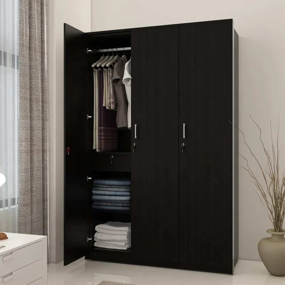 Value V2 3 Door Wardrobe - Natural Wenge - Woodpore