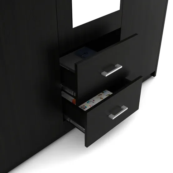 Value V2 3 Door Dresser Wardrobe - Natural Wenge