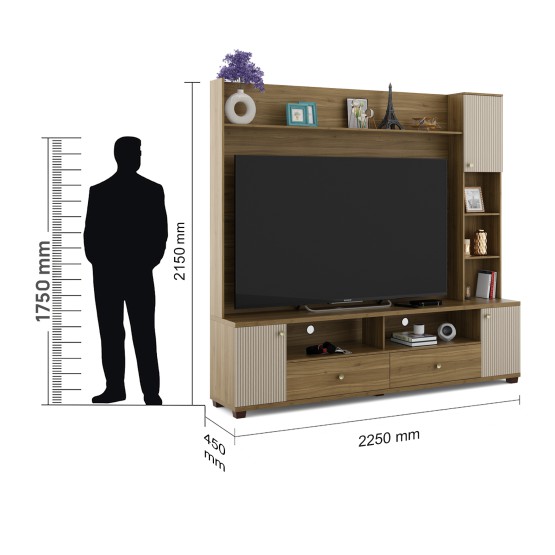 Vista Tv Wall Unit - Natural Teak