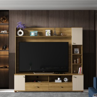 Vista Tv Wall Unit - Natural Teak