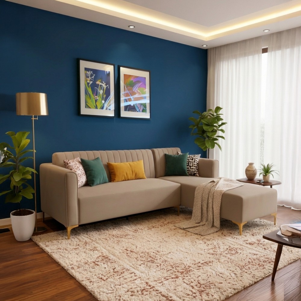 Spacewood Zenith L Shape Sofa In Fabric Finish