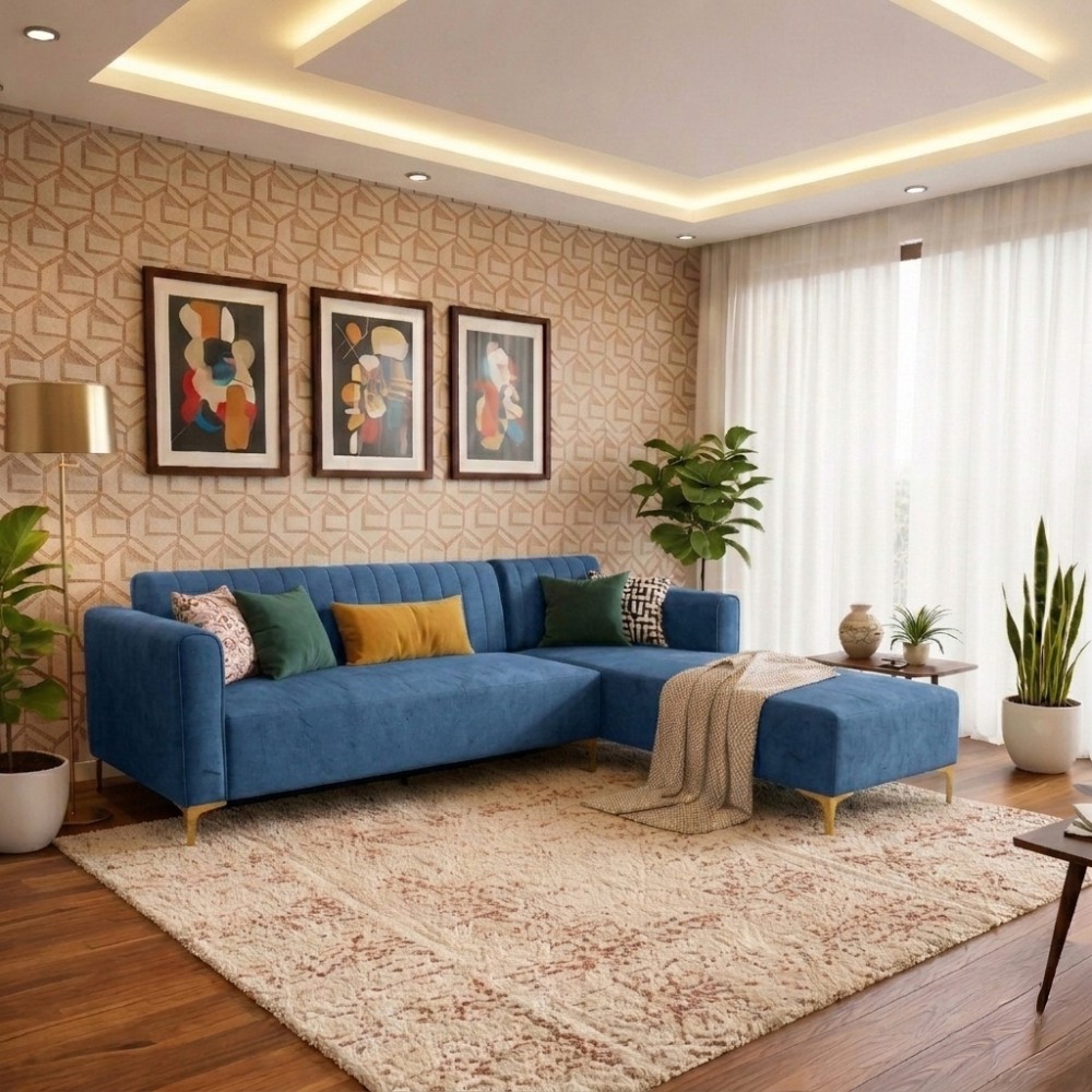 Spacewood Zenith L Shape Sofa In Fabric Finish