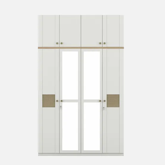 Lilly 4 Door Wardrobe Mirror With Loft - Kingston White