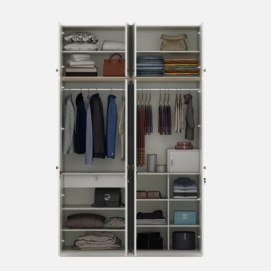 Lilly 4 Door Wardrobe Mirror With Loft - Kingston White