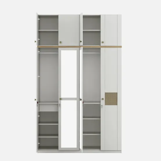 Lilly 4 Door Wardrobe Mirror With Loft - Kingston White