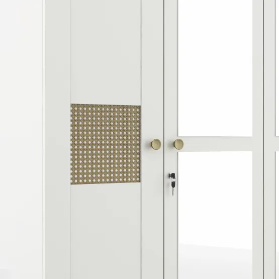 Lilly 4 Door Wardrobe Mirror With Loft - Kingston White