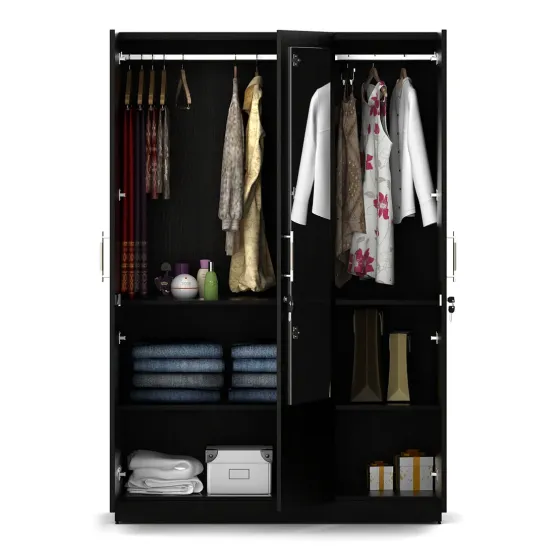 Optima 3 Door Wardrobe With Mirror - Natural Wenge Woodpore